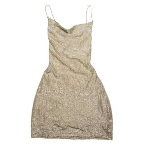 Silver Cowl Neck Mini Dress Glittery/Sparkly/Metallic Strappy Small US 6 H&M